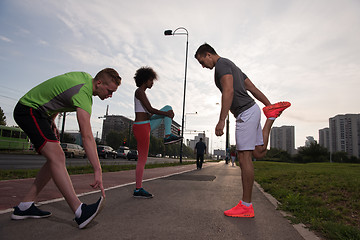 Image showing multiethnic group of people on the jogging