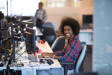 Image showing portrait of a young successful African-American woman in modern 