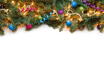 Image showing Branch fir with Christmas ornaments