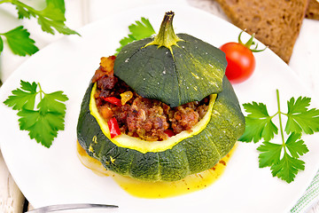 Image showing Squash green stuffed in plate on light board