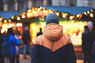 Image showing Man in christmas market