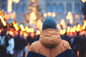 Image showing Man in christmas market