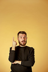 Image showing Portrait of young man with shocked facial expression