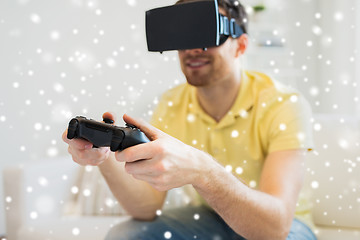 Image showing close up of man in virtual reality headset playing