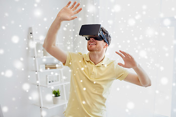 Image showing young man in virtual reality headset or 3d glasses