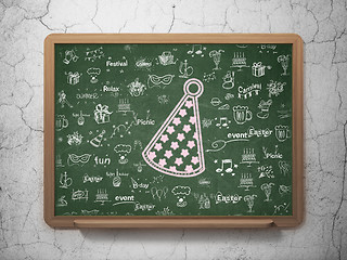 Image showing Entertainment, concept: Party Hat on School board background