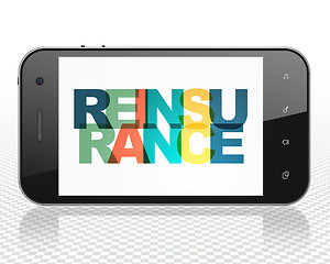 Image showing Insurance concept: Smartphone with Reinsurance on  display