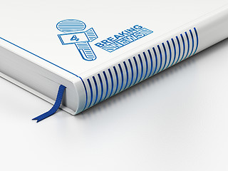 Image showing News concept: closed book, Breaking News And Microphone on white background