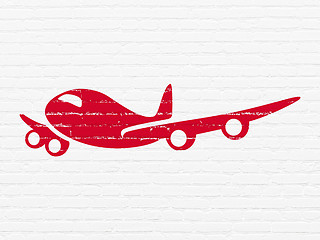 Image showing Travel concept: Airplane on wall background