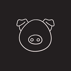 Image showing Pig head sketch icon.