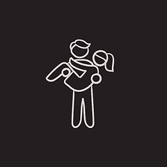 Image showing Man carrying his girlfriend sketch icon.