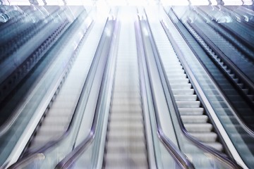 Image showing Blurred bright escalator