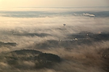 Image showing Foggy Aerial Landscape