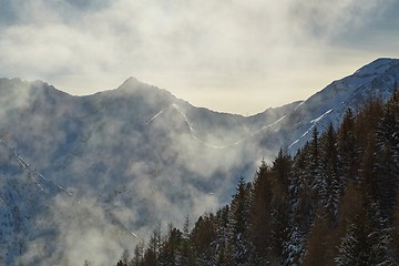 Image showing Skiing slopes from the top