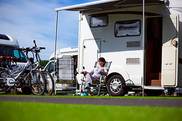 Image showing Family vacation travel, holiday trip in motorhome