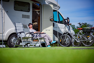 Image showing Family vacation travel, holiday trip in motorhome