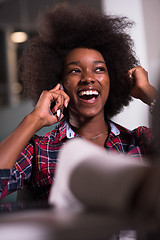 Image showing portrait of a young successful African-American woman in modern 