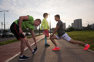 Image showing multiethnic group of people on the jogging