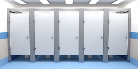 Image showing Public toilet cubicles