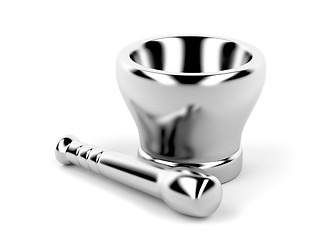 Image showing Silver mortar with pestle