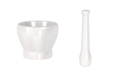 Image showing White porcelain mortar with pestle