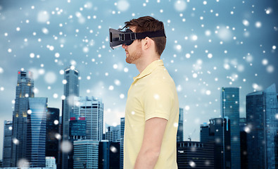 Image showing man in virtual reality headset or 3d glasses