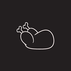 Image showing Raw chicken sketch icon.