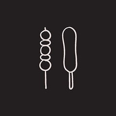 Image showing Shish kebab sketch icon.