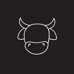 Image showing Cow head sketch icon.