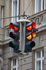 Image showing Traffic lights in a town