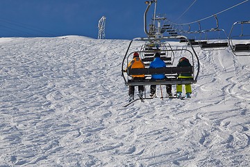 Image showing Skiing slopes from the lift