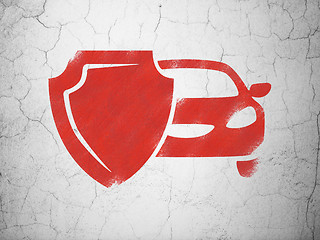 Image showing Insurance concept: Car And Shield on wall background