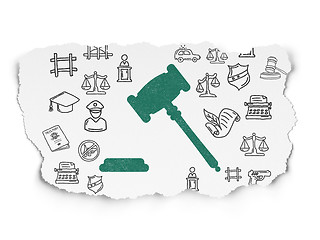 Image showing Law concept: Gavel on Torn Paper background