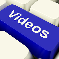 Image showing Videos Computer Key In Blue Showing Dvd Or Multimedia