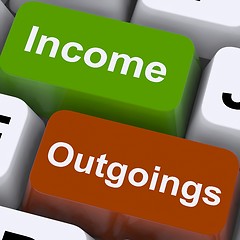 Image showing Income Outgoings Keys Show Budgeting And Bookkeeping