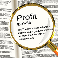 Image showing Profit Definition Magnifier Showing Income Earned From Business