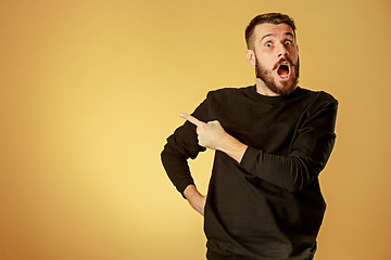 Image showing Portrait of young man with shocked facial expression