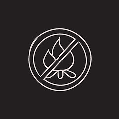 Image showing No fire sign sketch icon.