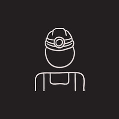 Image showing Coal miner sketch icon.