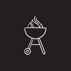 Image showing Kettle barbecue grill sketch icon.