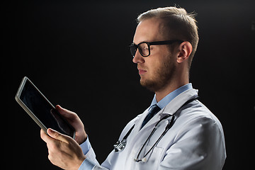 Image showing doctor with tablet pc and stethoscope