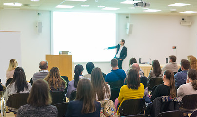 Image showing Audience in lecture hall on scientific conference.