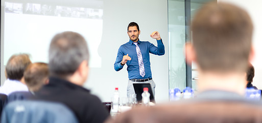 Image showing Business presentation on corporate meeting.