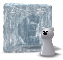 Image showing ice euro symbol and white bear pawn - 3d rendering