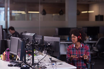 Image showing portrait of a young successful African-American woman in modern 