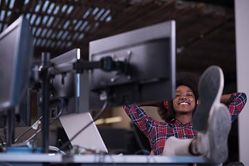 Image showing portrait of a young successful African-American woman in modern 