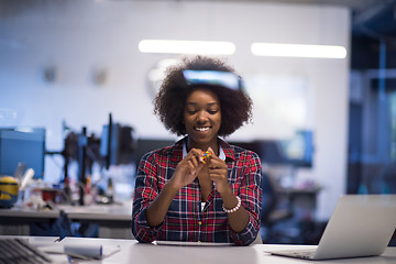 Image showing portrait of a young successful African-American woman in modern 