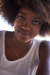 Image showing Close up portrait of a beautiful young african american woman sm