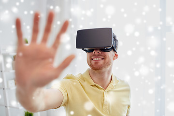 Image showing young man in virtual reality headset or 3d glasses