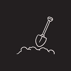 Image showing Mining shovel sketch icon.